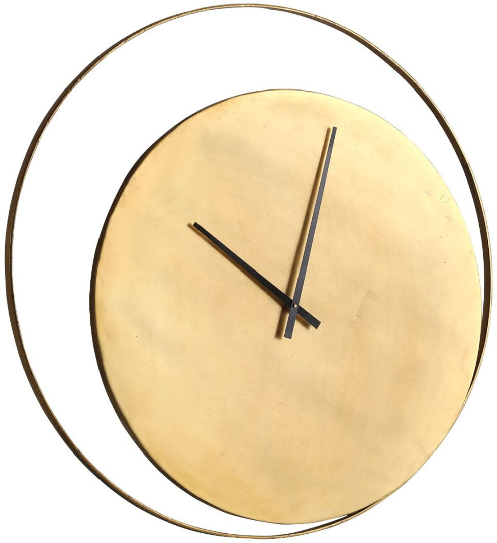Casa Padrino Designer Wanduhr Gold Ø  Cm - Runde Industrial Design Metall  Uhr - Wohnzimmer Deko Accessoires  Casa Padrino