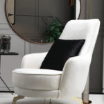 Casa Padrino Luxus Wohnzimmer Sessel Weiß / Gold  X  X H