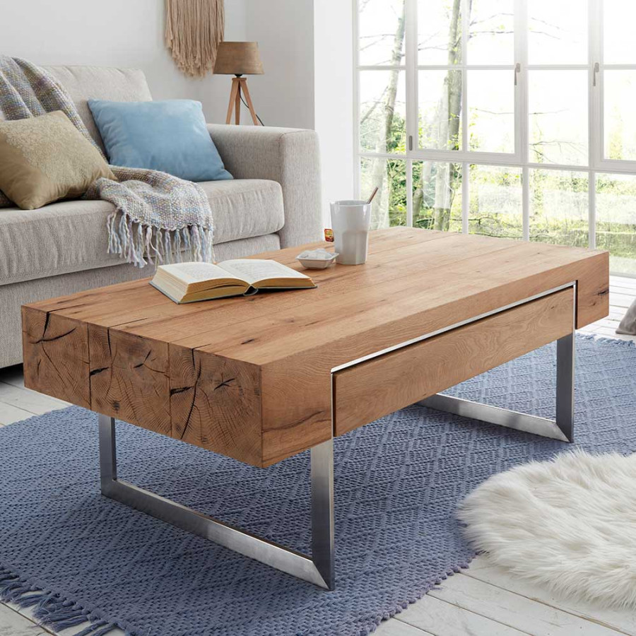 Design Wohnzimmer Tisch mit Asteiche Furnier - Krispan