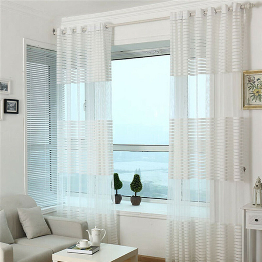 Gardinen Wohnzimmer Vorhänge Dekogardinen Schals Fenstergardine Modern Weiß