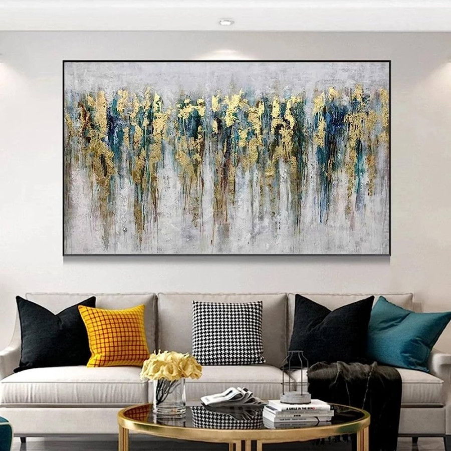 Große goldene Wandbilder für Wohnzimmer, modernes Dekor, abstrakte goldene,  luxuriöse, farbenfrohe Leinwandmalerei, Kunst, Wohnkultur,  x  cm (