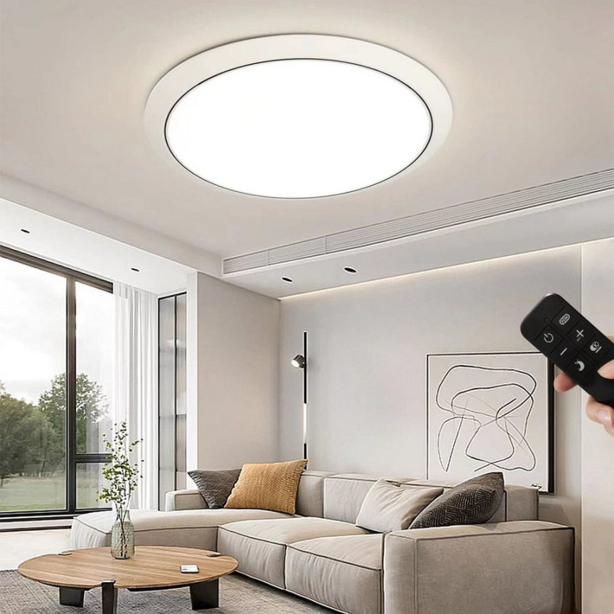 JDONG LED Deckenleuchte Wohnzimmer groß W Dimmbar Durchmesser CM Rund,  LED fest integriert, Kaltweiß, Warmweiß, Neutralweiß, stufenlos dimmbar,