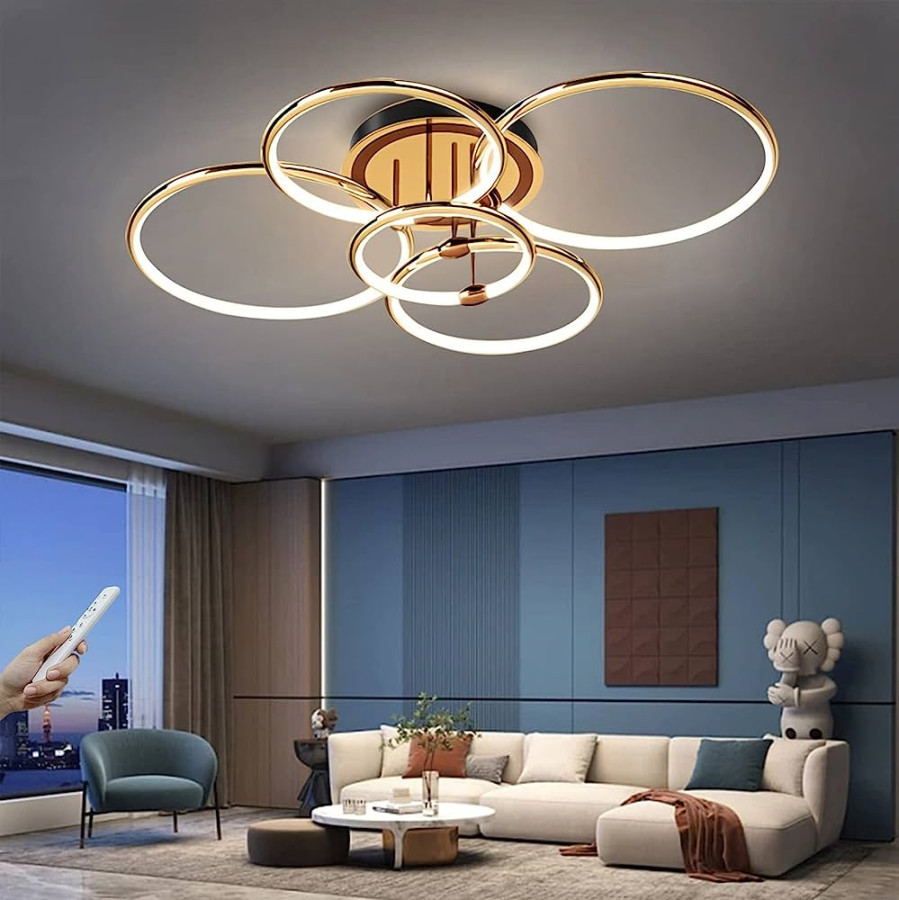 LED Deckenleuchte Modern Dimmbar Deckenlampe Wohnzimmer Ringsform