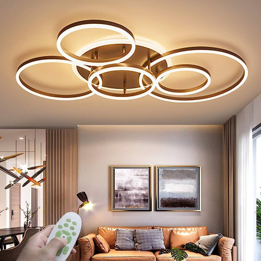LED Modern Deckenleuchte Dimmbar Wohnzimmer Deckenlampe Creative Runden  Deckenlicht Aluminium Acryl Lampenschirm Mit Fernbedienung K-K