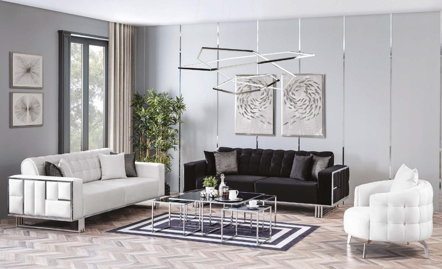 Luxus Wohnzimmer Möbel Couch Sitzgarnitur Sofa Samt Sofagarnitur tlg