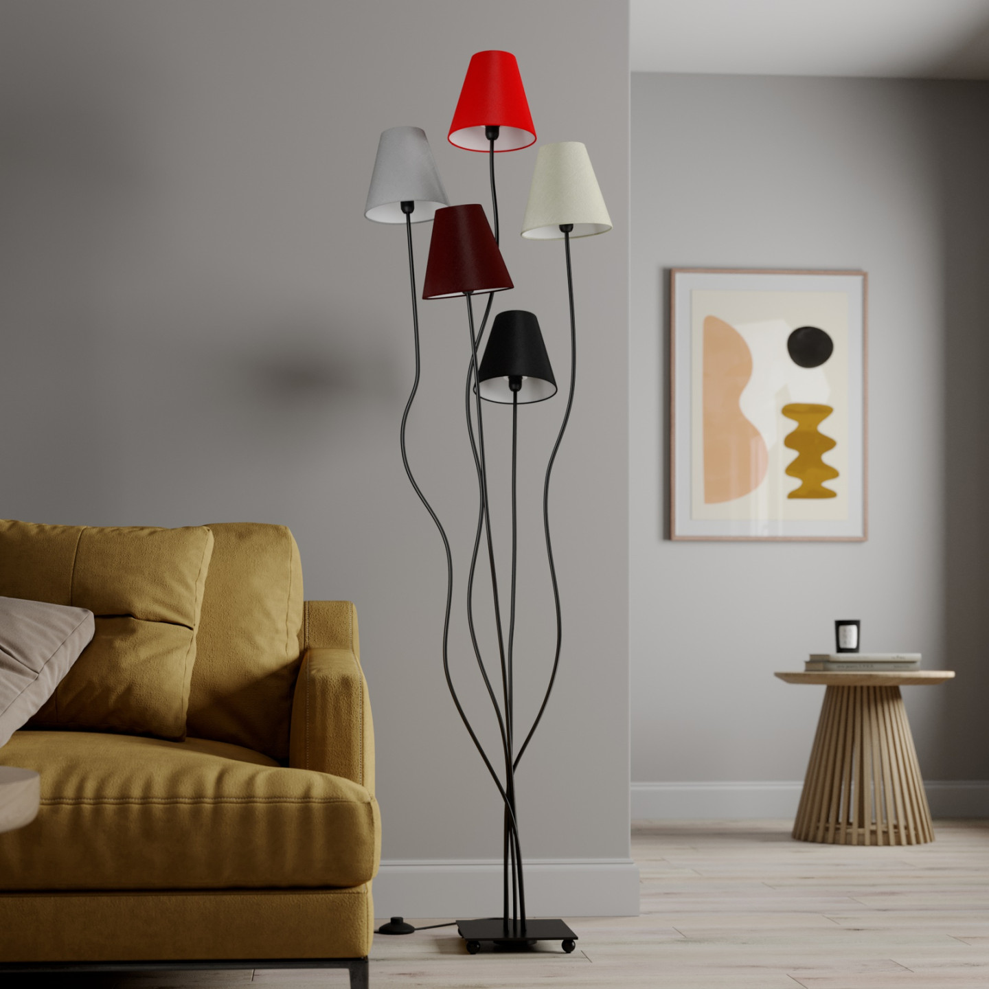 Melis - -flammige Stoff-Stehlampe fürs Wohnzimmer