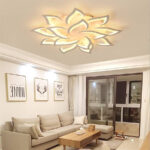 Moderne LED Deckenleuchte Dimmbare Wohnzimmer Deckenlampe Kreative  Blumenform Design Acryl Metall Blütenblatt Kronleuchter Mit Fernbedienung