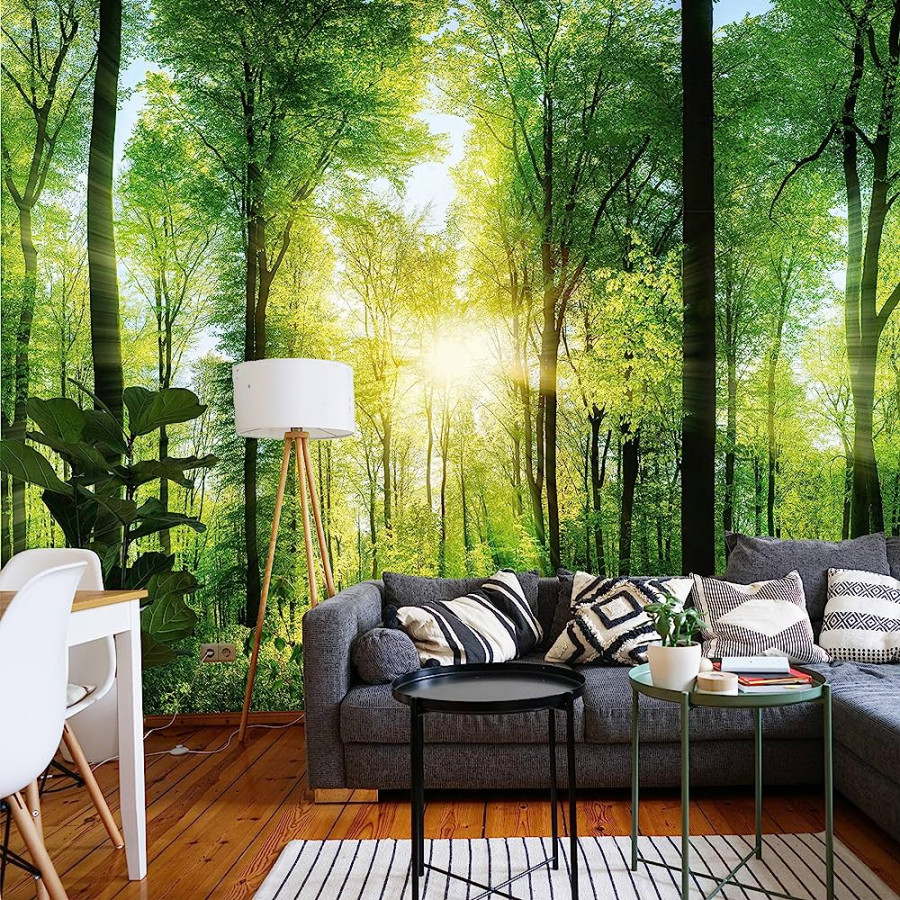 murimage Fototapete Wald D 66 x  cm inklusive Kleister Tapete Bäume  Wohnzimmer Küche Schlafzimmer
