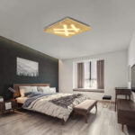 Perspections LED Deckenleuchte Holz Deckenlampe Dimmbar Lampe Für  Wohnzimmer Küche Schlafzimmer Flur Mit Fernbedienung Holz Leuchte An Der  Decke