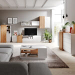 Wohnzimmer Komplett – Set A Gremda,  Teilig, Farbe: Eiche / Weiß